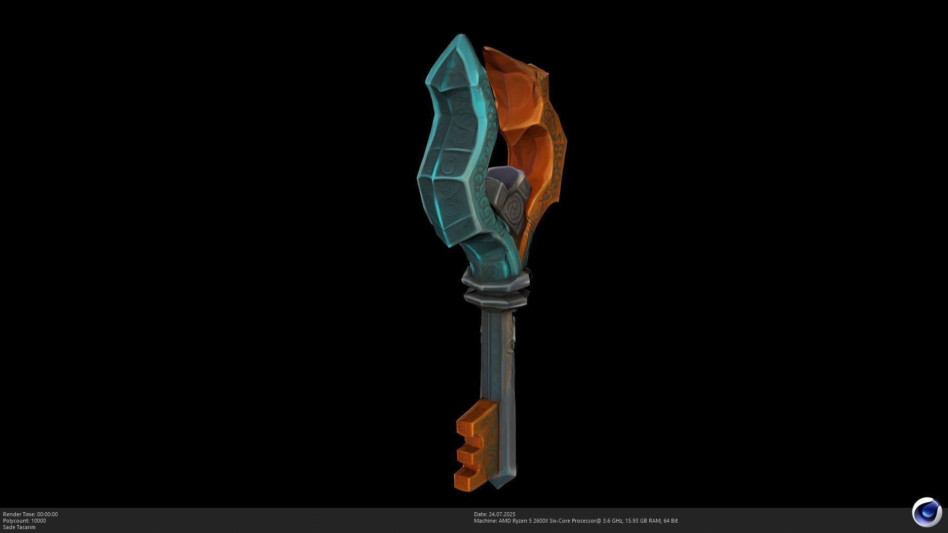 Stylized Ethereal Key 3D Model - AI Low-poly 3D model_4