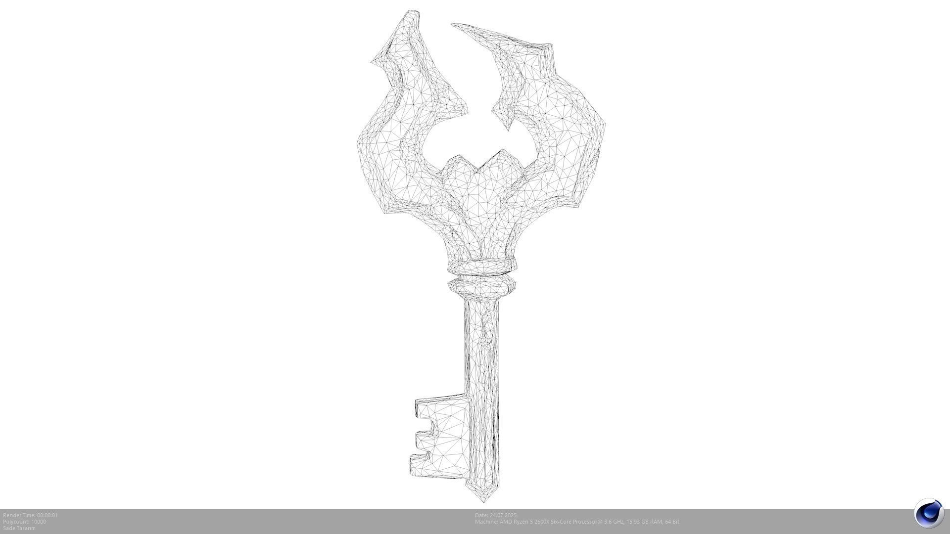 Stylized Ethereal Key 3D Model - AI Low-poly 3D model_3
