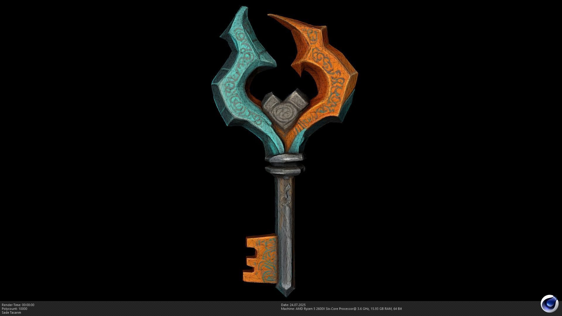 Stylized Ethereal Key 3D Model - AI Low-poly 3D model_2