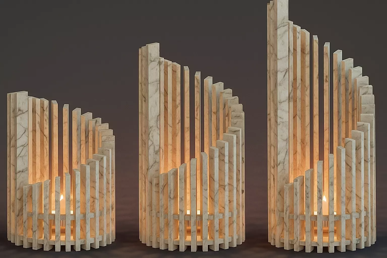 3 Piece Modern Candle Holder Set 3D print model_0