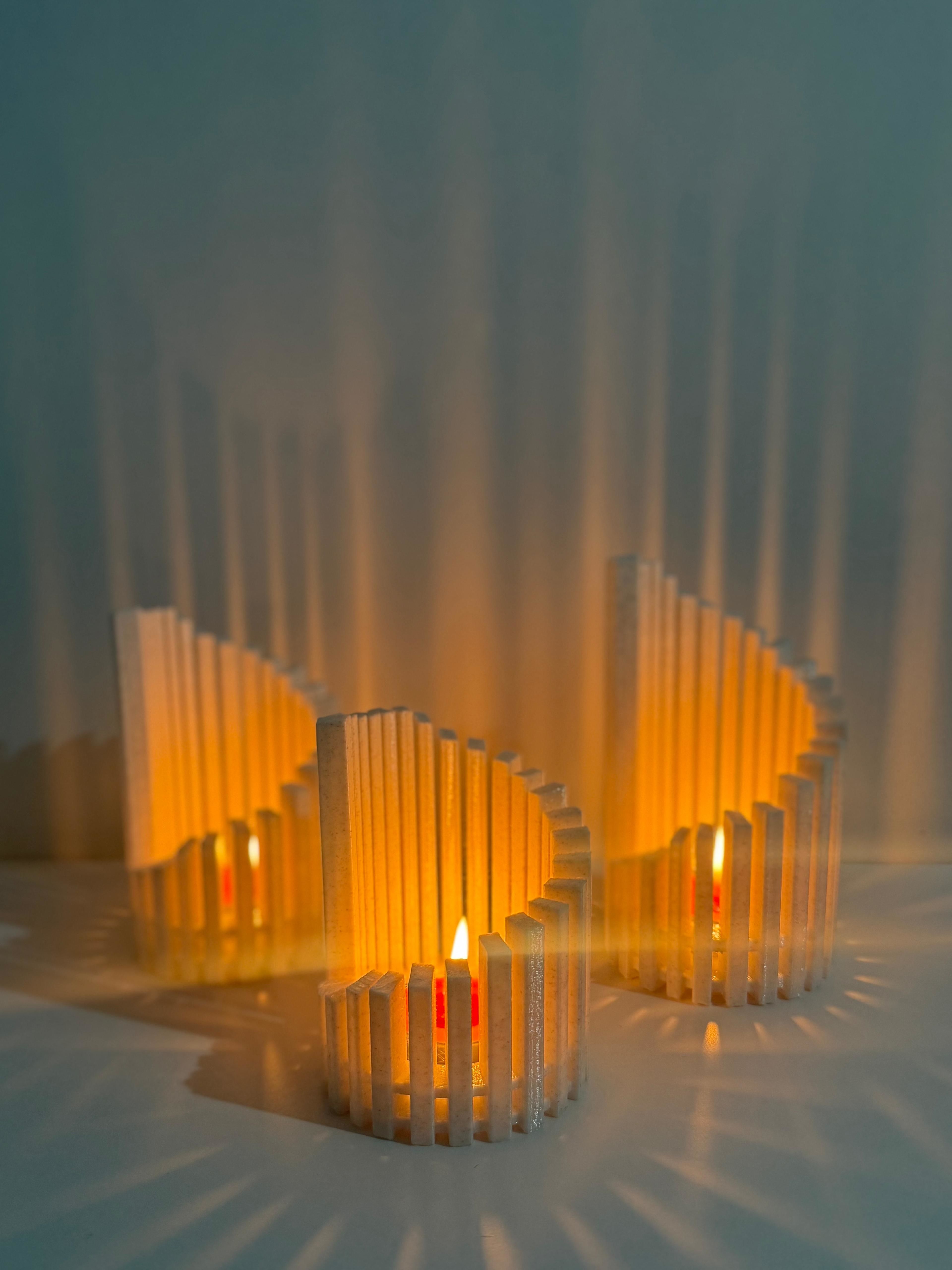 3 Piece Modern Candle Holder Set 3D print model_4