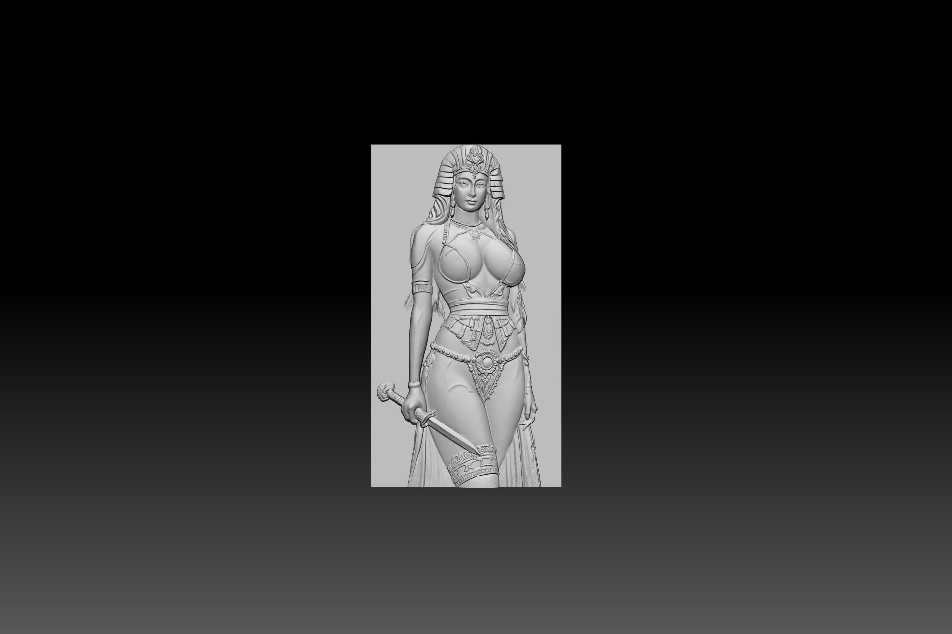 Queen Cleopatra relief  STL model for cnc curving and  printing 3D print model_2