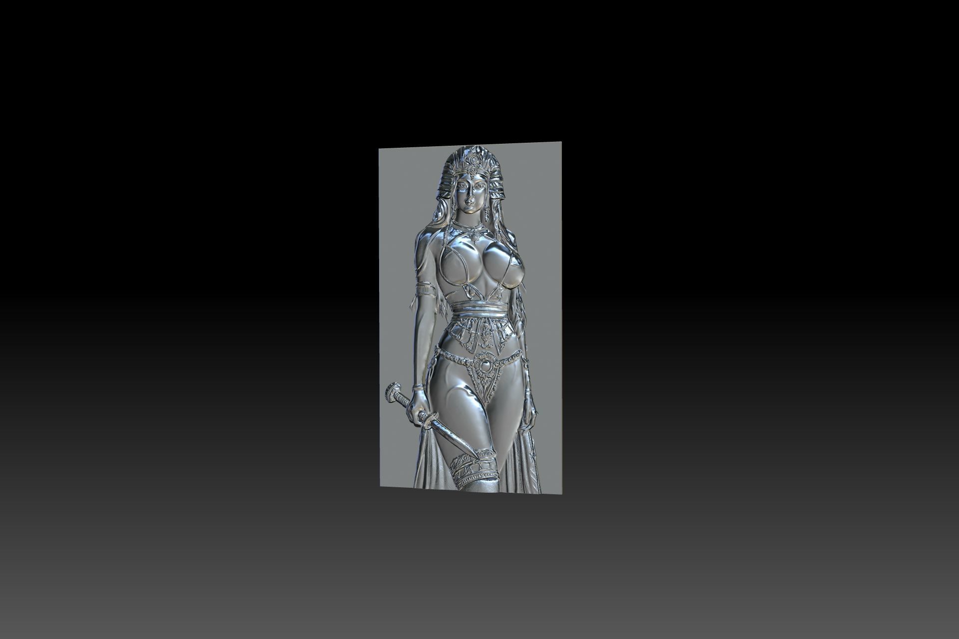 Queen Cleopatra relief  STL model for cnc curving and  printing 3D print model_1