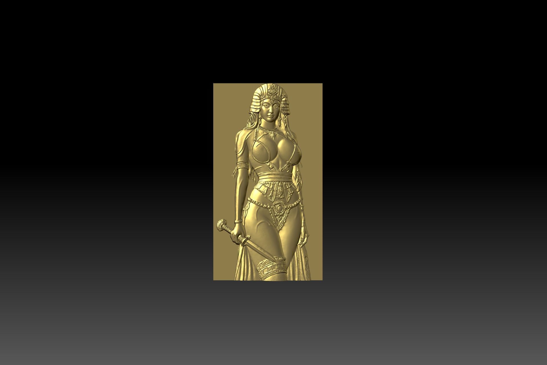 Queen Cleopatra relief  STL model for cnc curving and  printing 3D print model_3