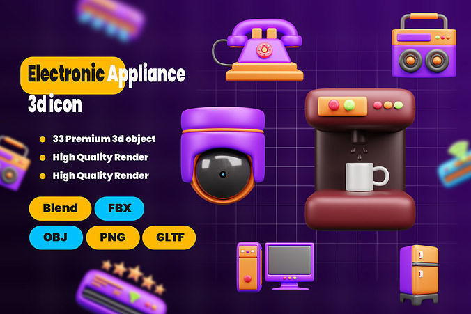 Electronic Appliance 3d Icon Pack 3D model