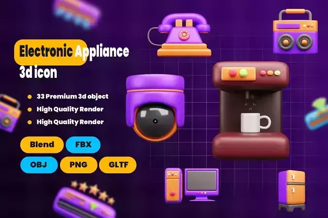 Electronic Appliance 3d Icon Pack