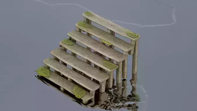 Aged wooden staircase