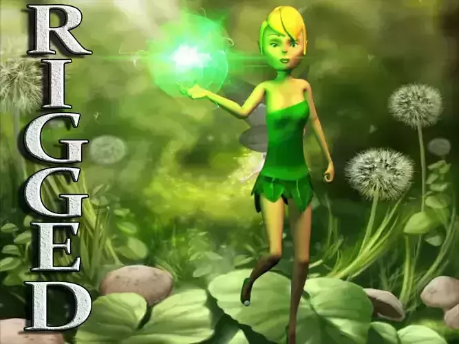 Rigged cartoon fairy Low-poly 3D model