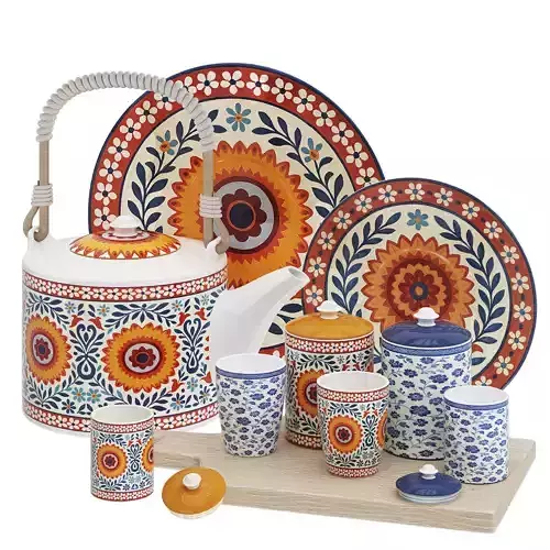 Decorative Tableware Set 02 Low-poly 3D model