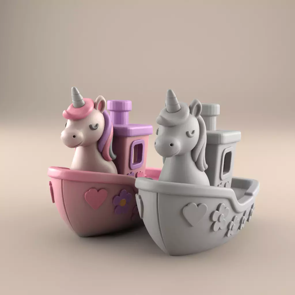 Charming Pink Unicorn Benchy 3D Print STL Cute Boat Decor 3D print model