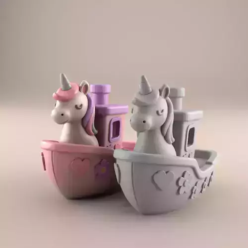 Charming Pink Unicorn Benchy 3D Print STL Cute Boat Decor 3D print model