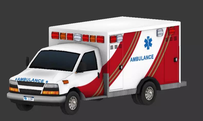Low Poly Ambulance 3D model Low-poly 3D model_0