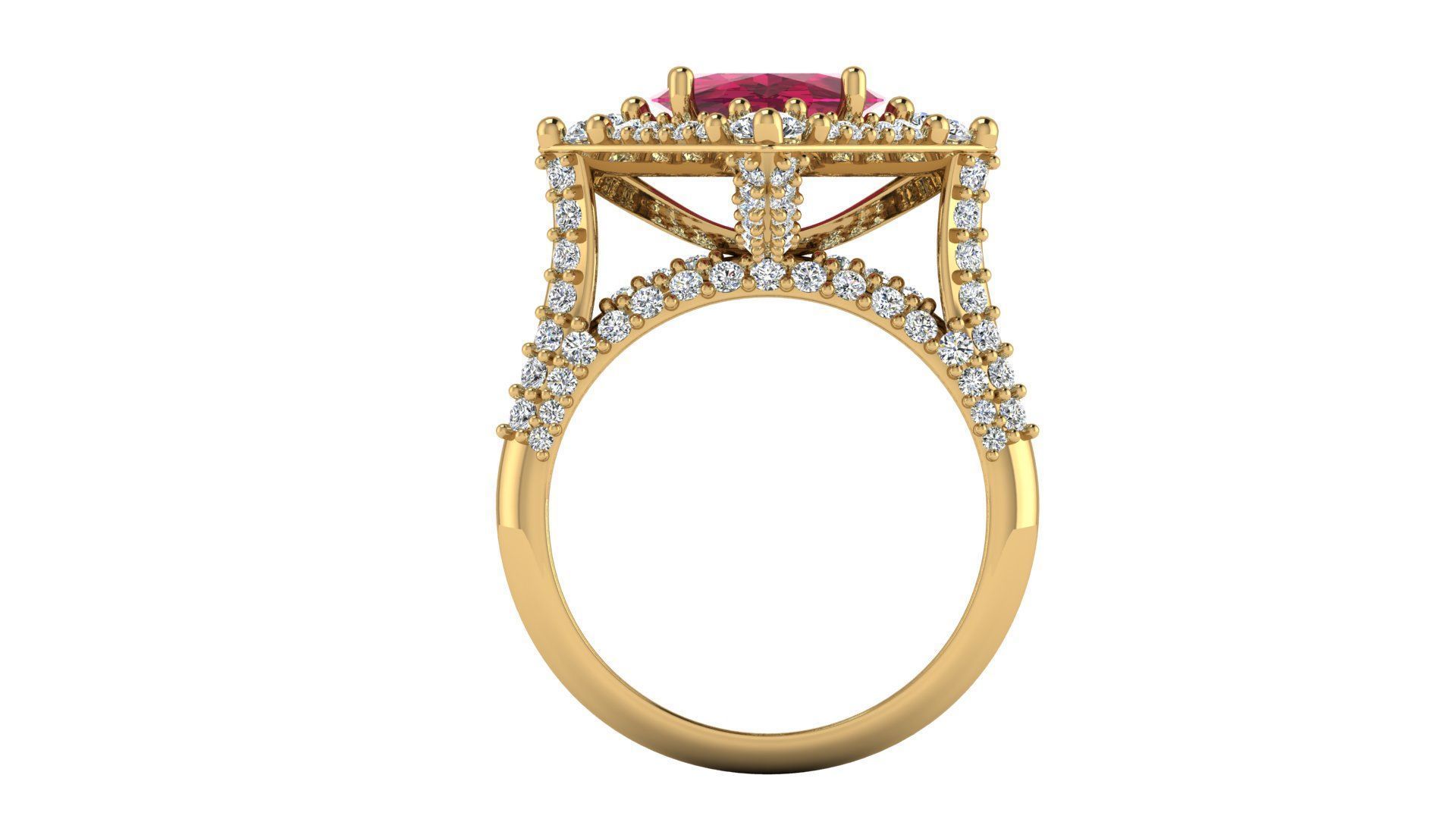 Diamond-shaped Ring 3D print model_3