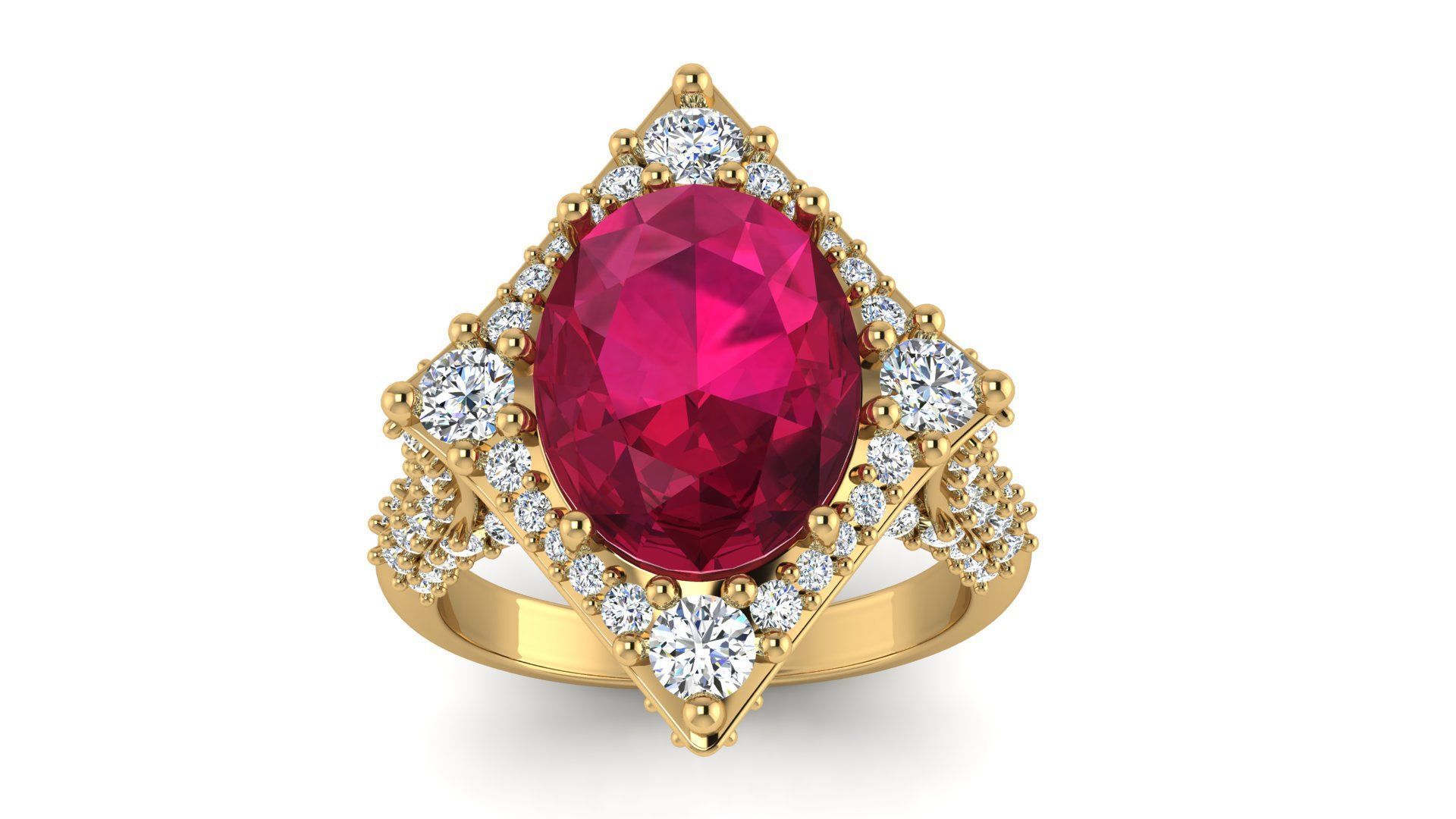 Diamond-shaped Ring 3D print model_1