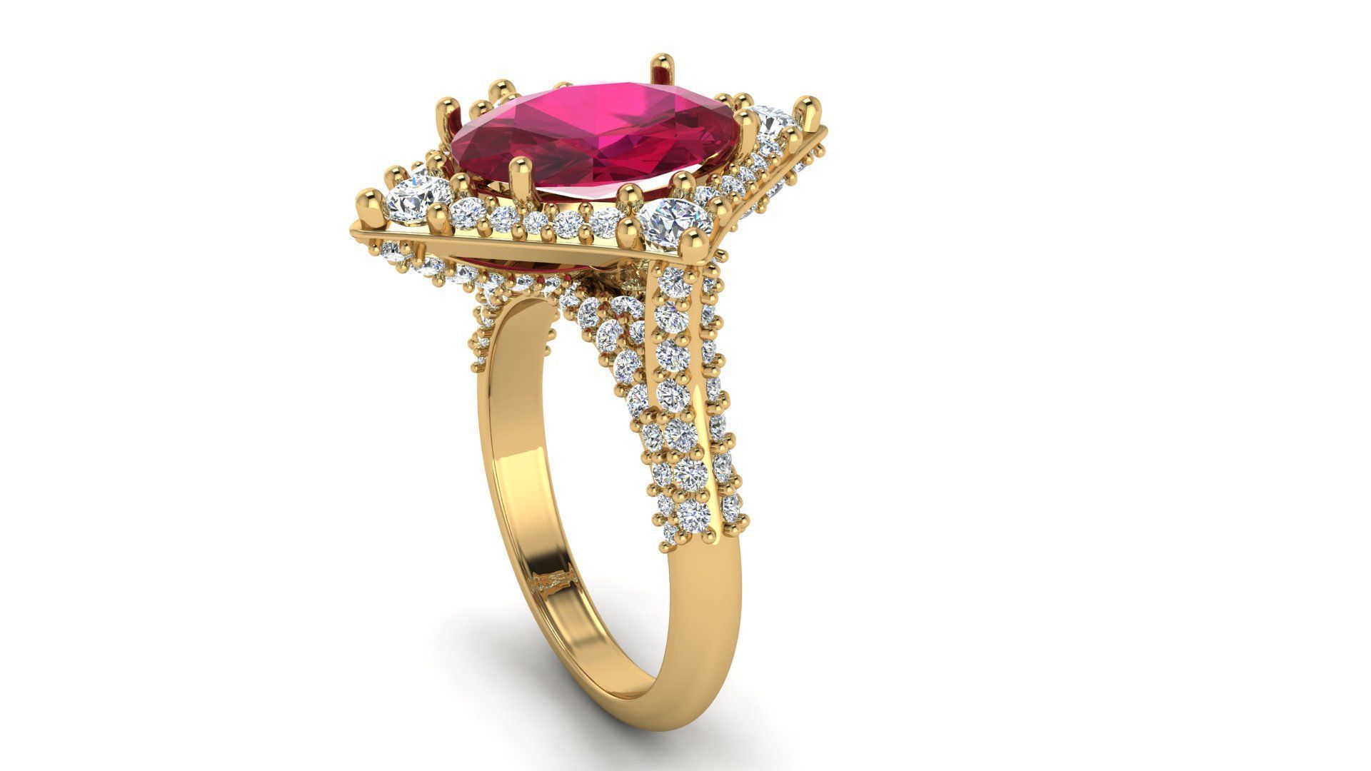 Diamond-shaped Ring 3D print model_2