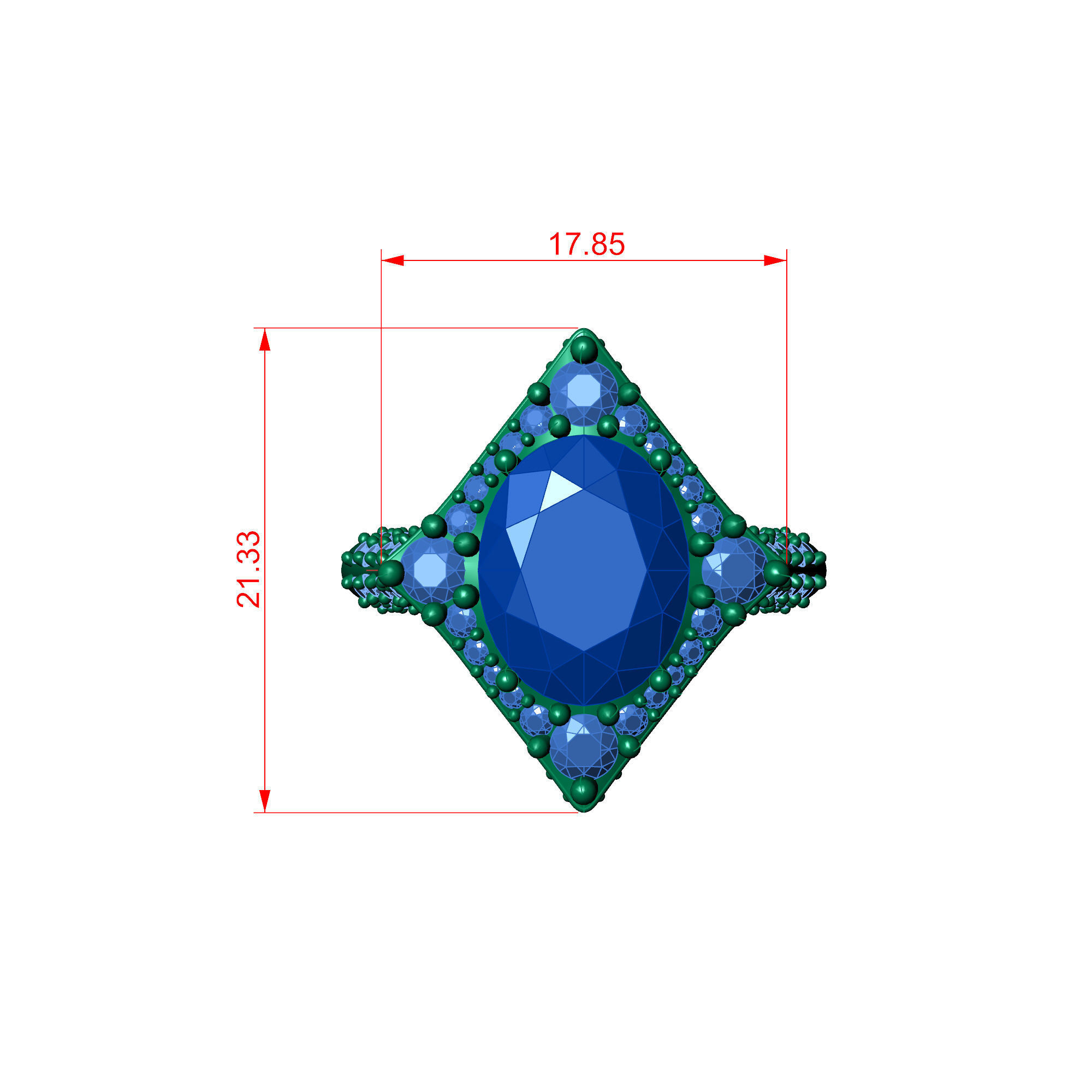 Diamond-shaped Ring 3D print model_4