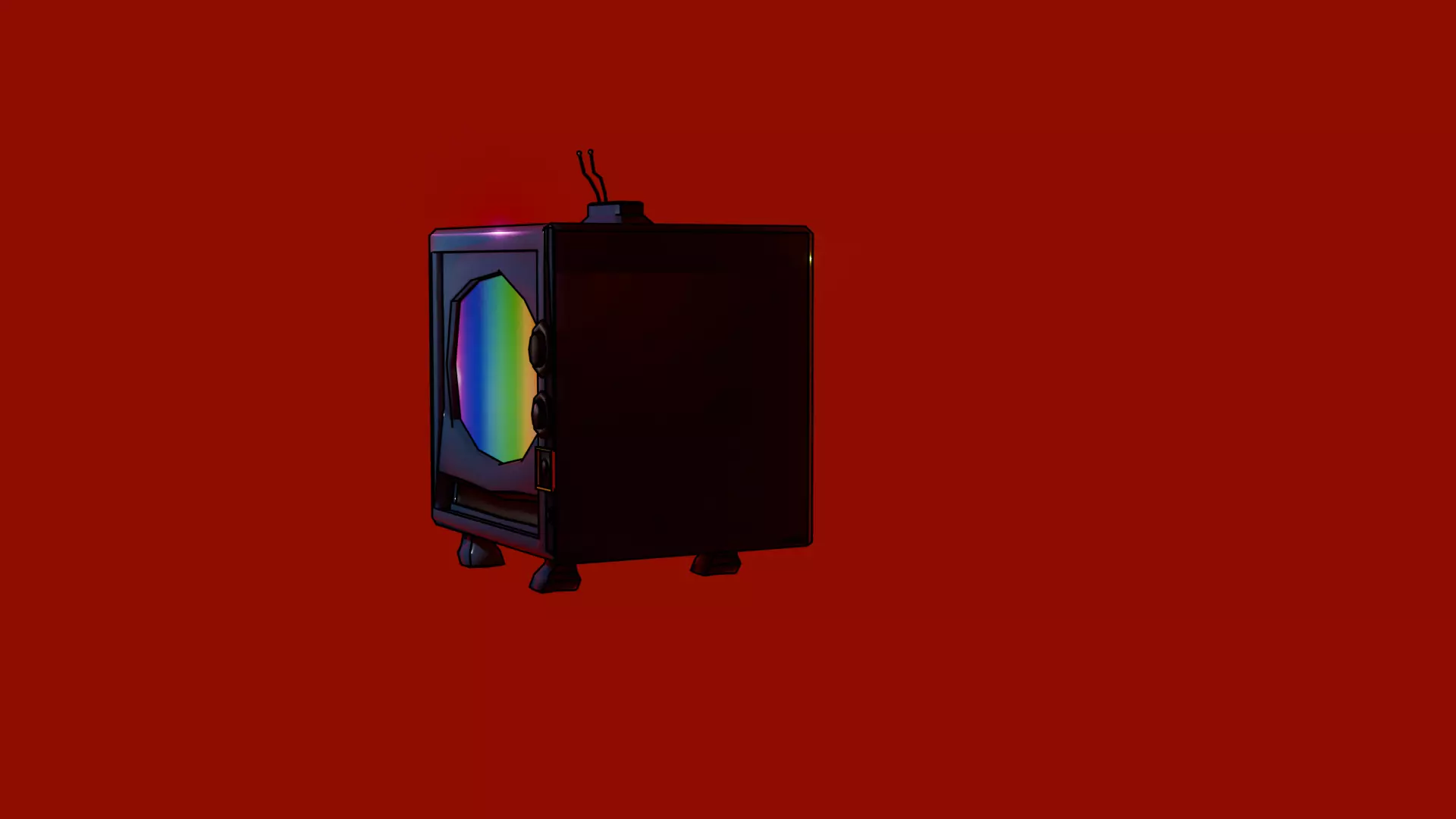 Cartoon Vintage TV  Game Ready Low Poly Model 3D model_0