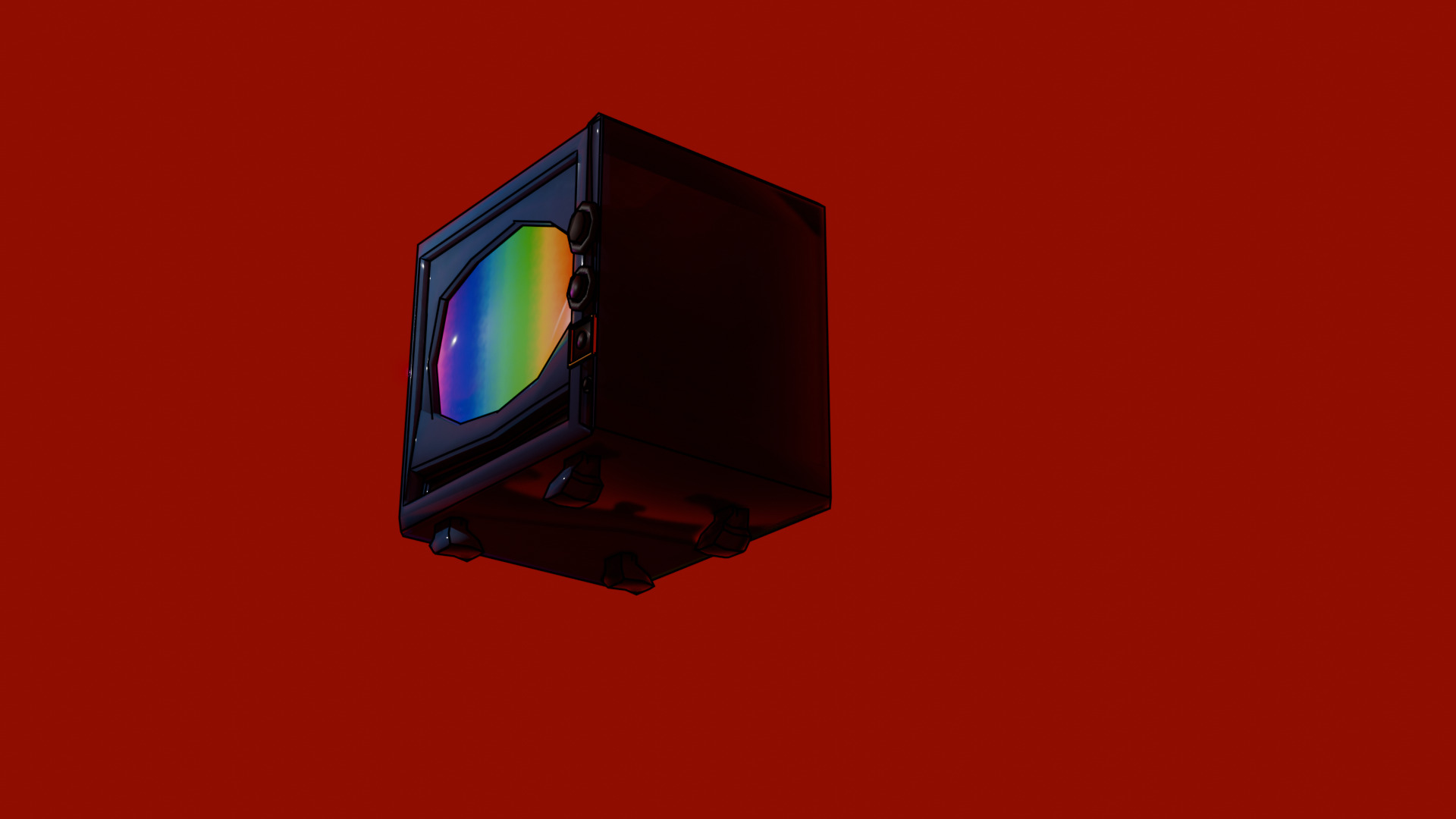 Cartoon Vintage TV  Game Ready Low Poly Model 3D model_2