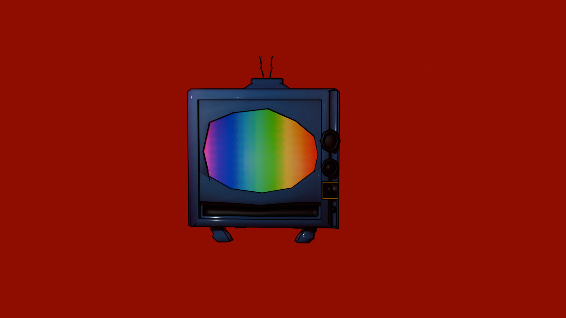 Cartoon Vintage TV  Game Ready Low Poly Model 3D model_1