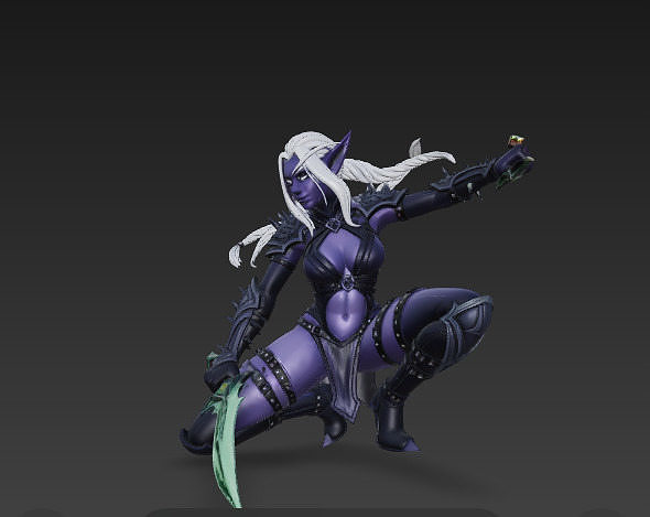 Dark Elf Assassin - Deadly Grace of the Shadowveil Low-poly 3D model