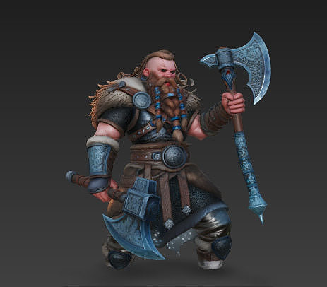 Storm-Forged Viking Warrior Roaring to the Heavens Low-poly 3D model