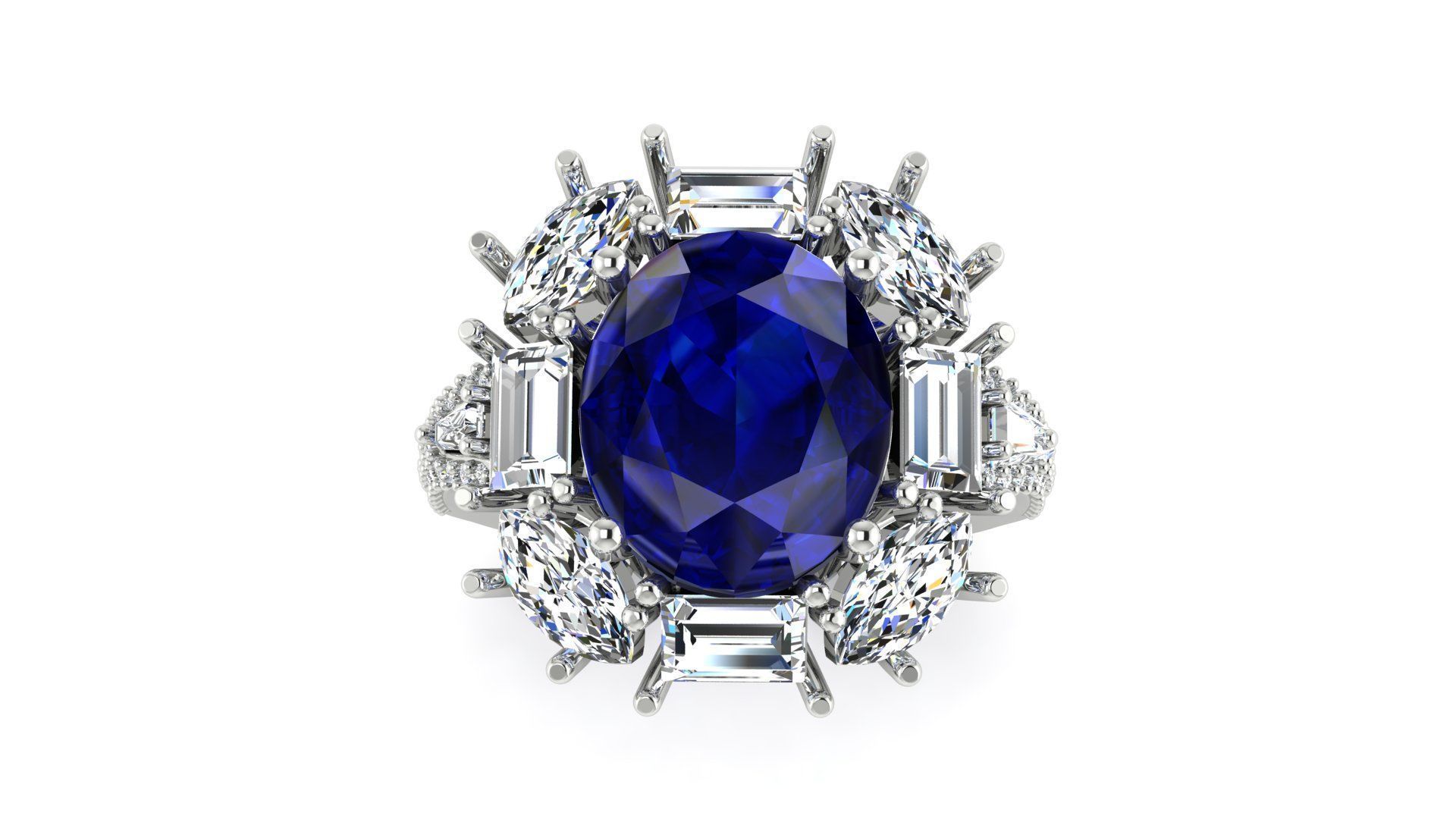 Oval Engagement Ring 3D print model_1