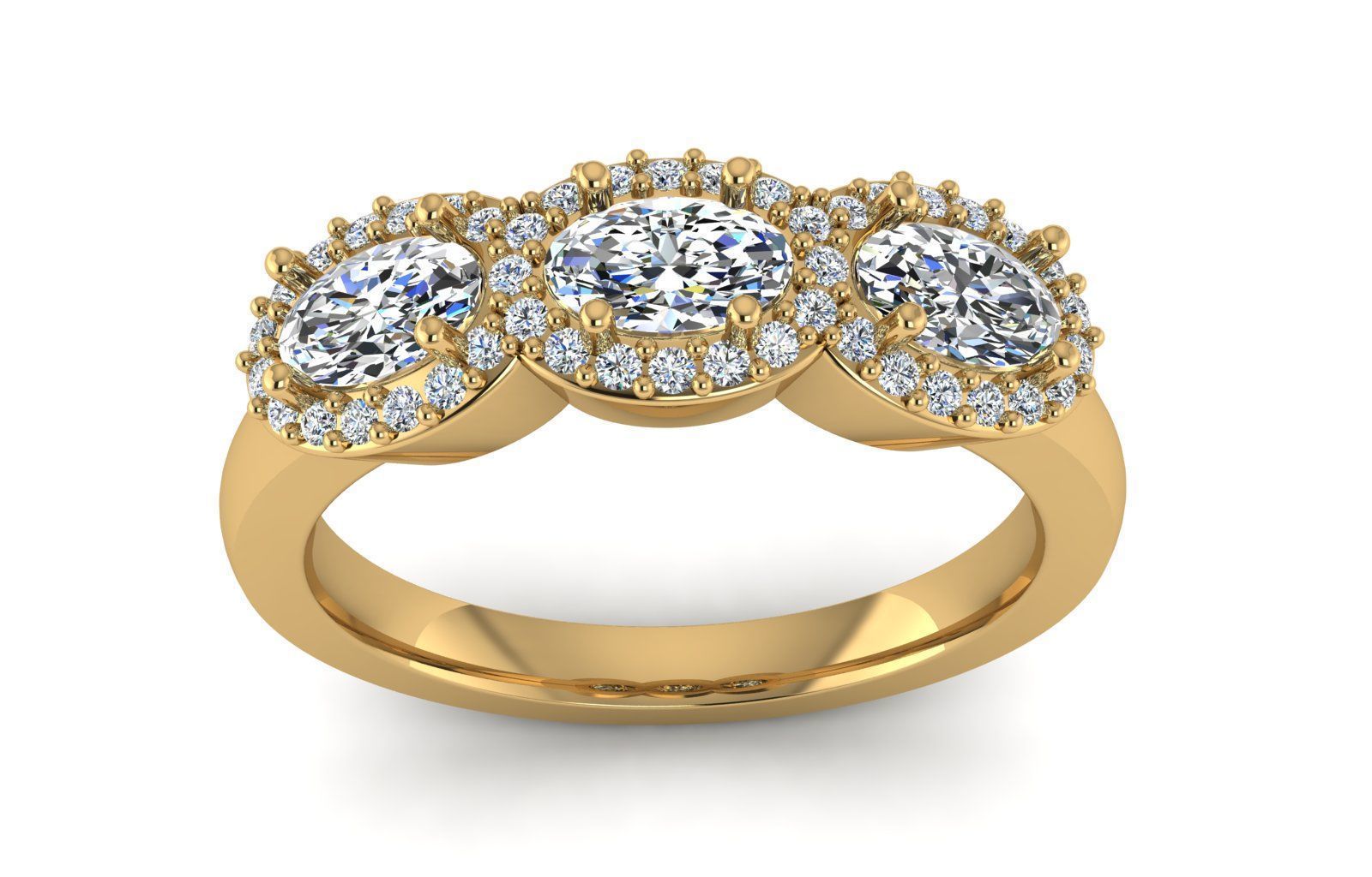 Three-Stoned Ring 3D print model_2