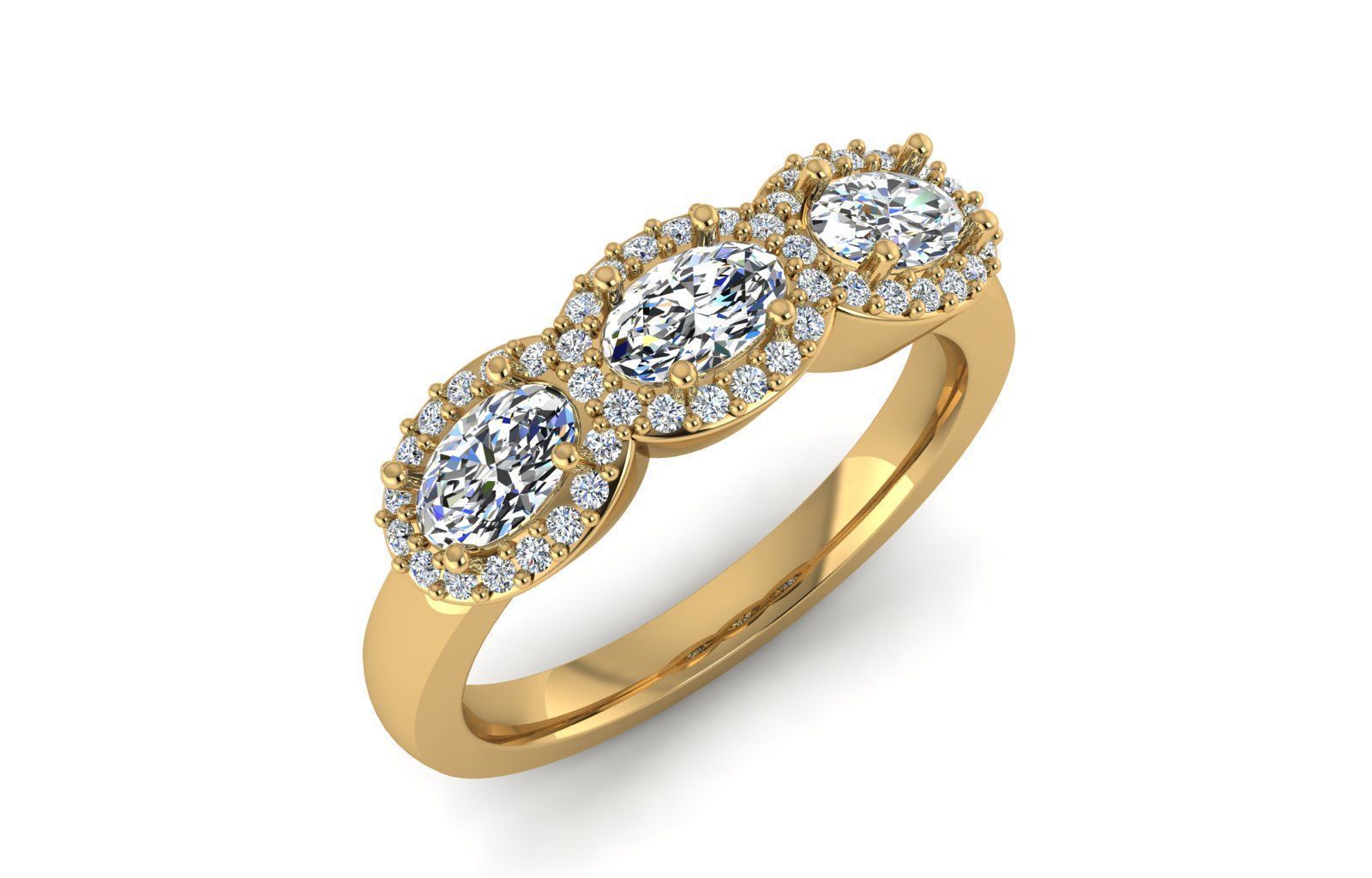 Three-Stoned Ring 3D print model_1