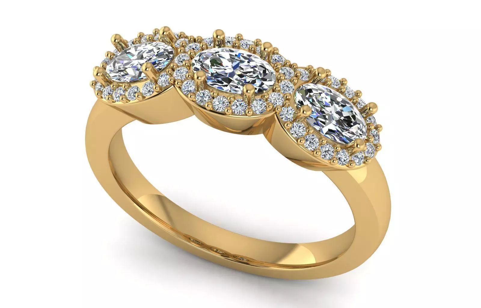 Three-Stoned Ring 3D print model_0