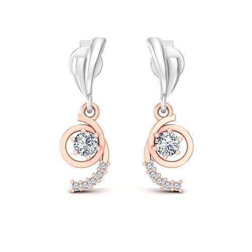 Rose Gold  White Gold Diamond Swirl Drop Earrings 3D print model