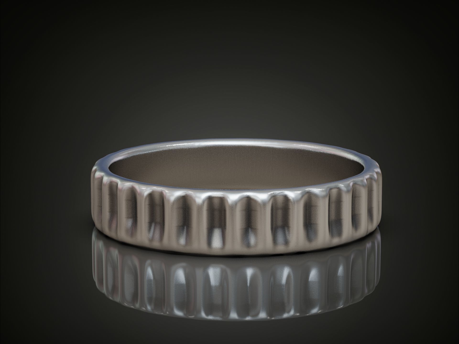 Wedding Band Ring Ribbed Grooved 3D print model_1