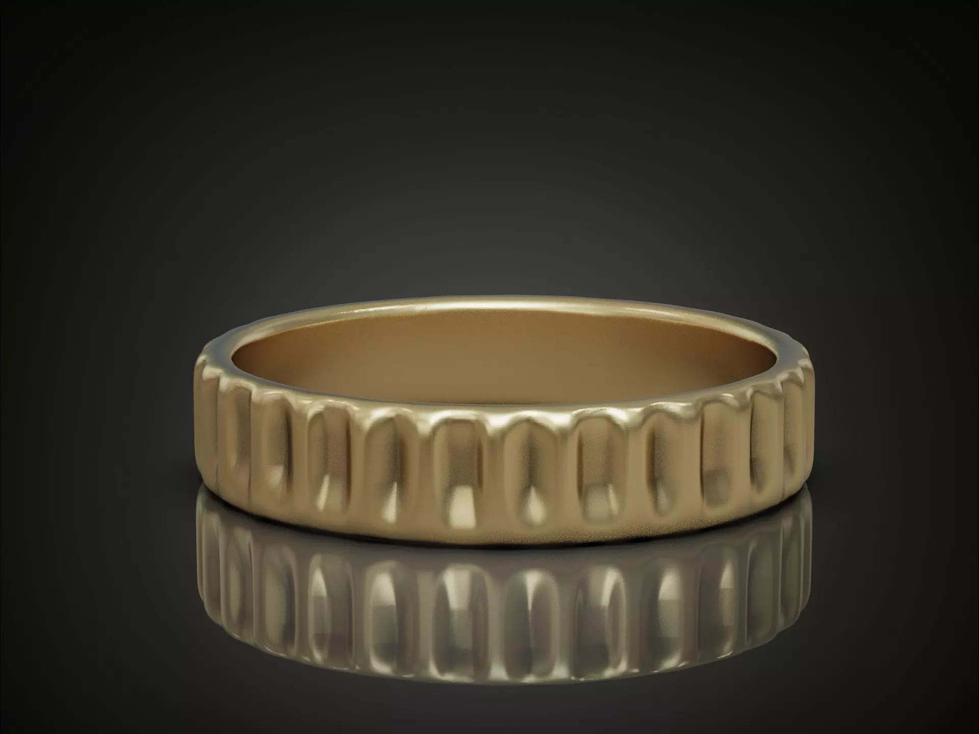 Wedding Band Ring Ribbed Grooved 3D print model_0