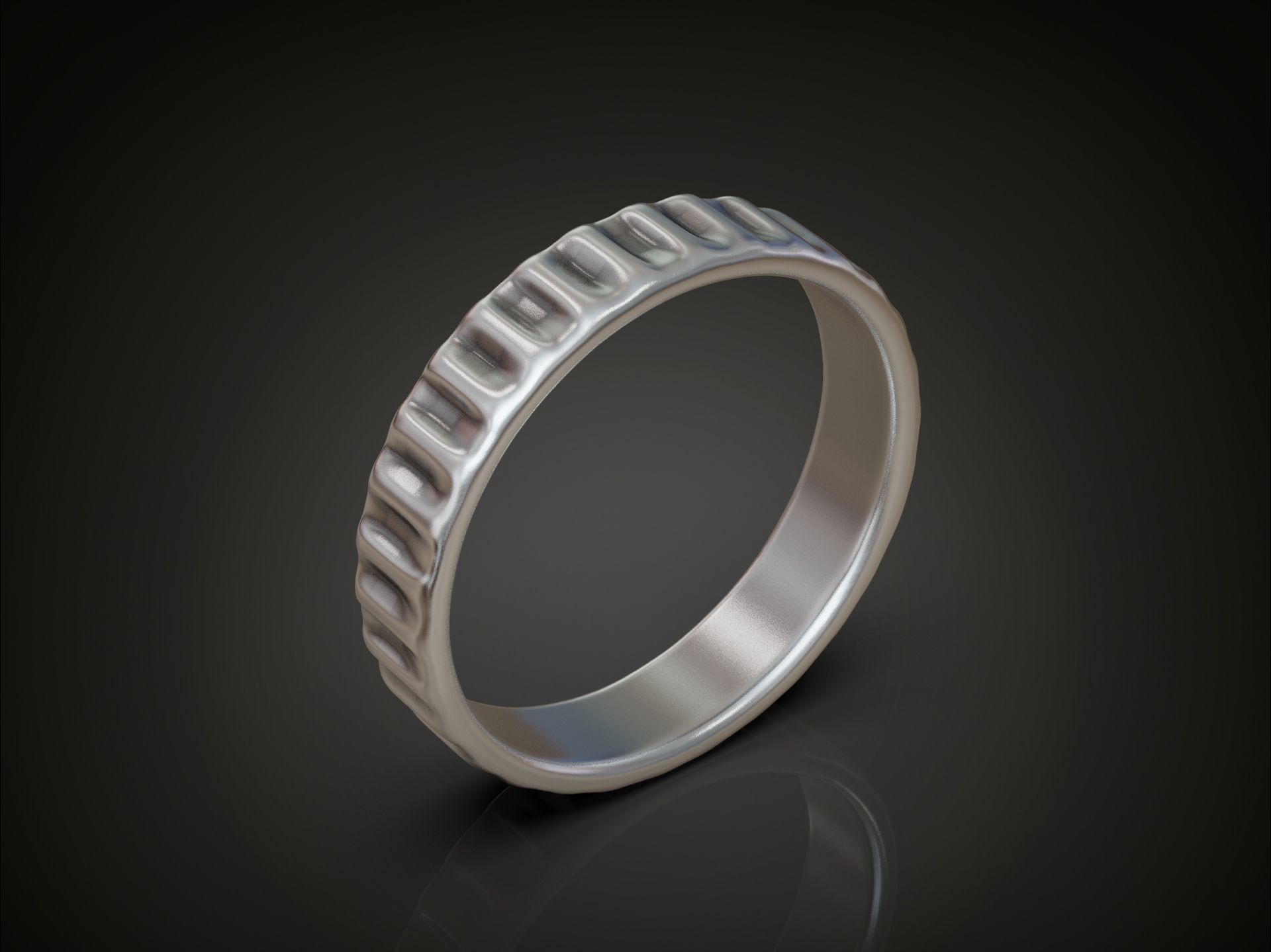 Wedding Band Ring Ribbed Grooved 3D print model_2