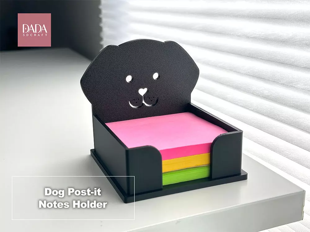 Dog Post-it Notes Holder 3D print model_0