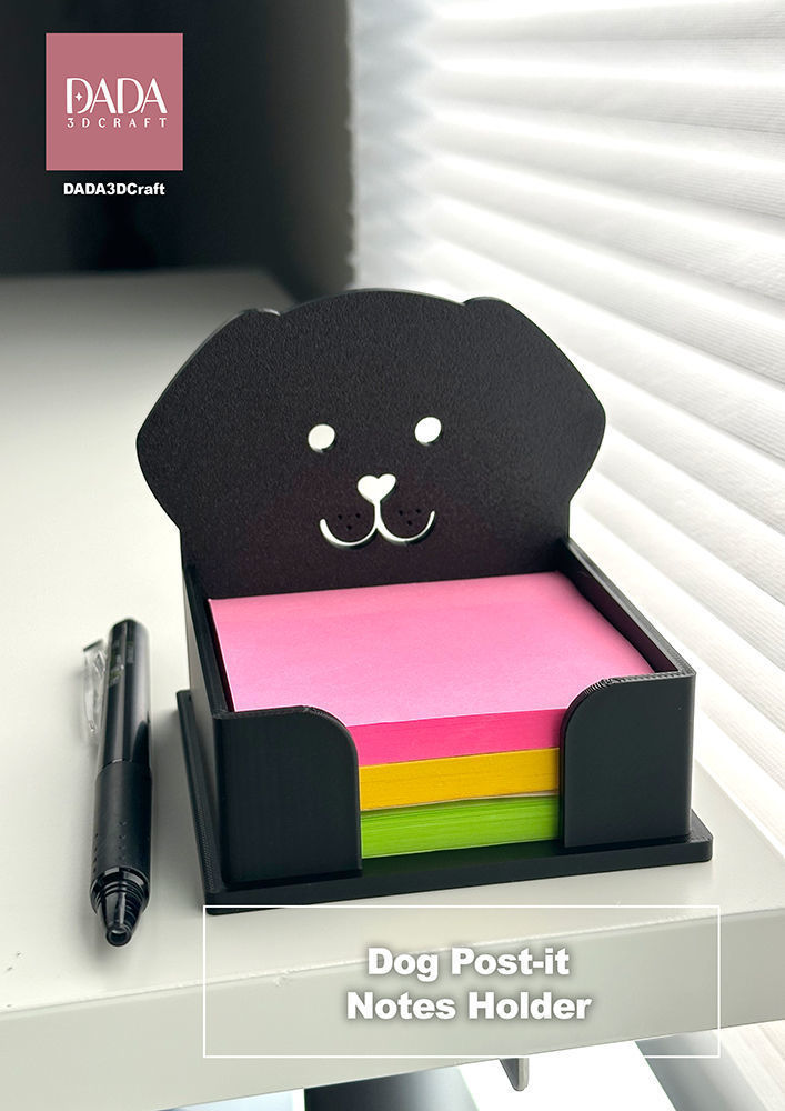 Dog Post-it Notes Holder 3D print model_1