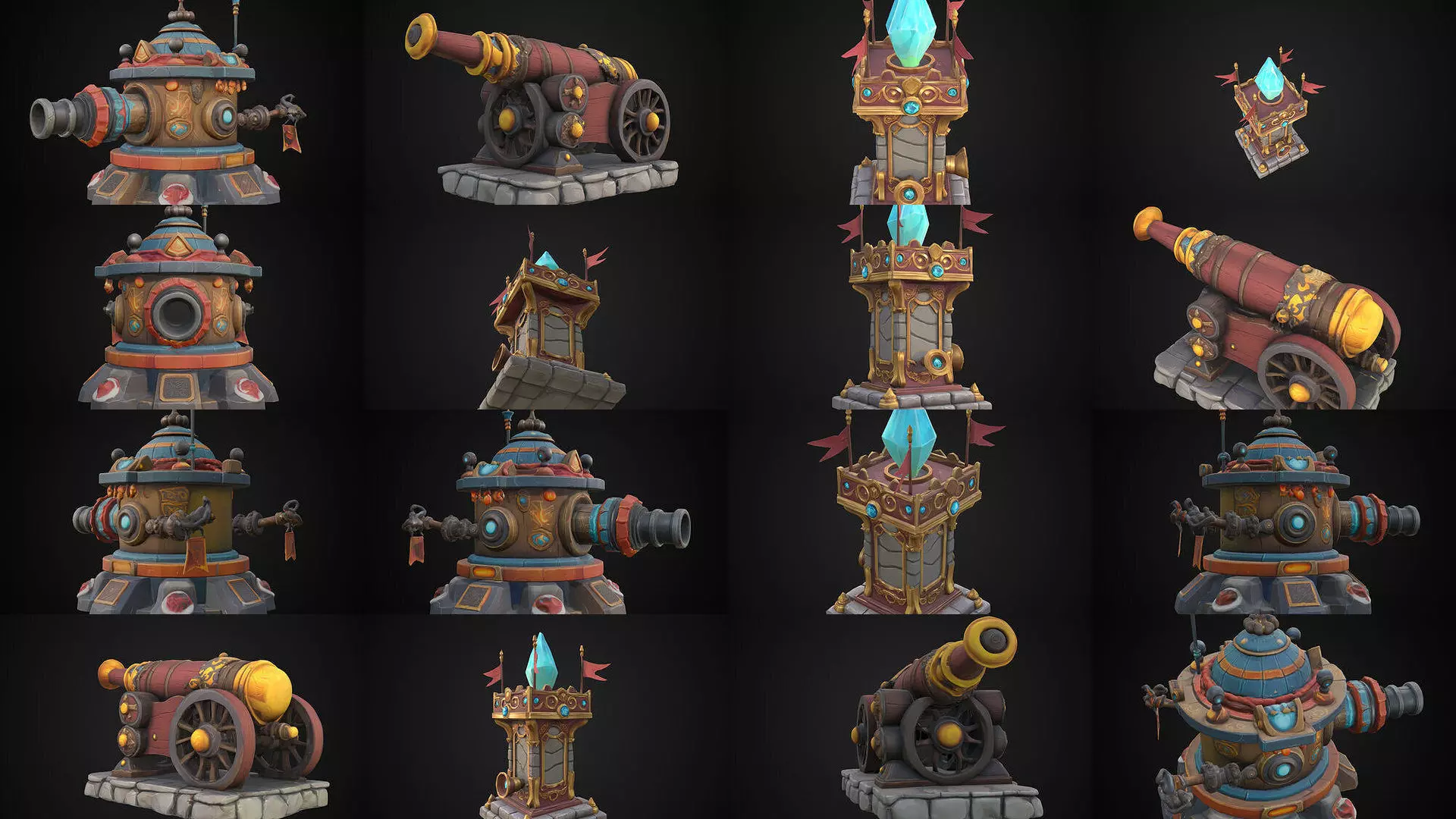 Stylized Turrets - Hand Painted 3D Model Collection_0