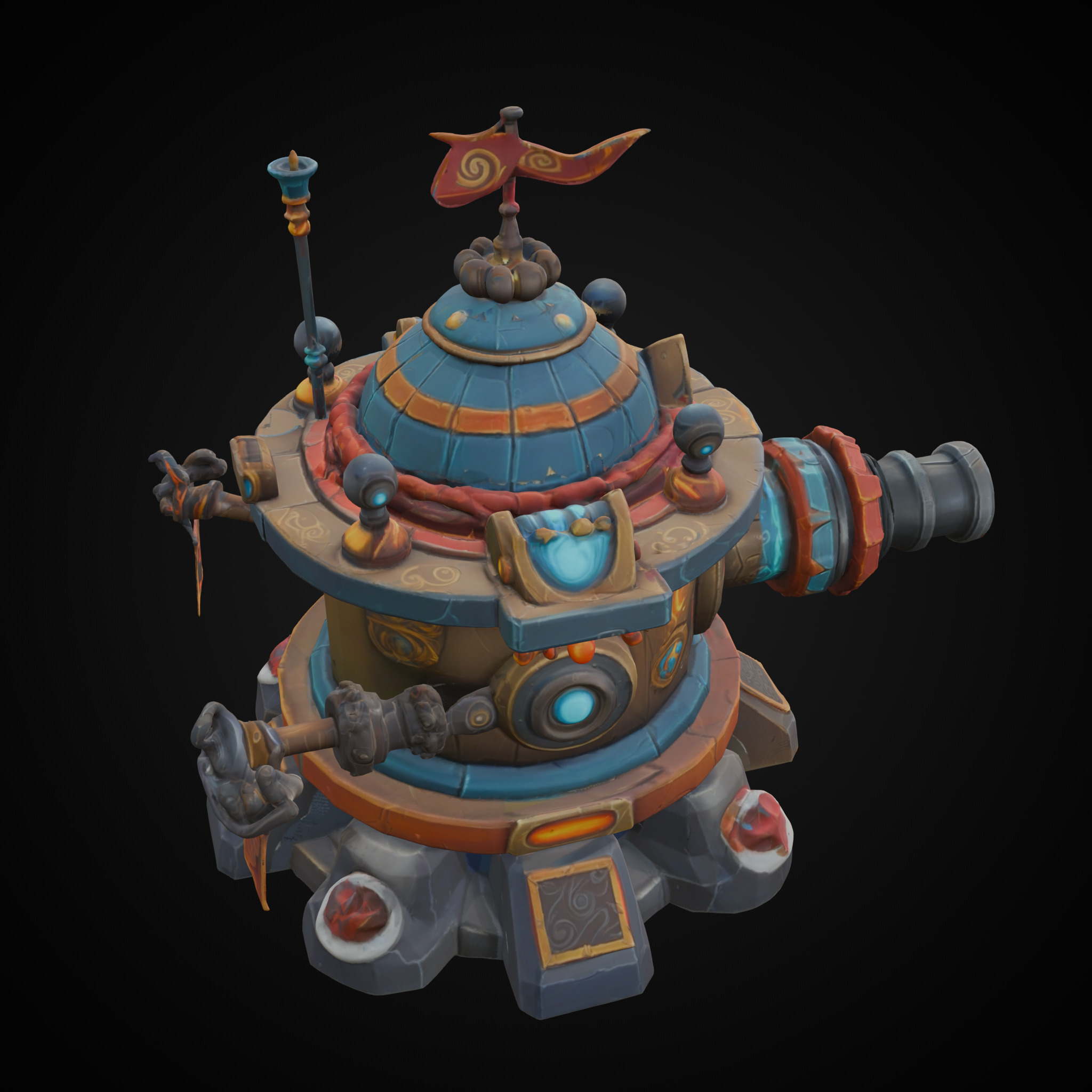 Stylized Turrets - Hand Painted 3D Model Collection_4