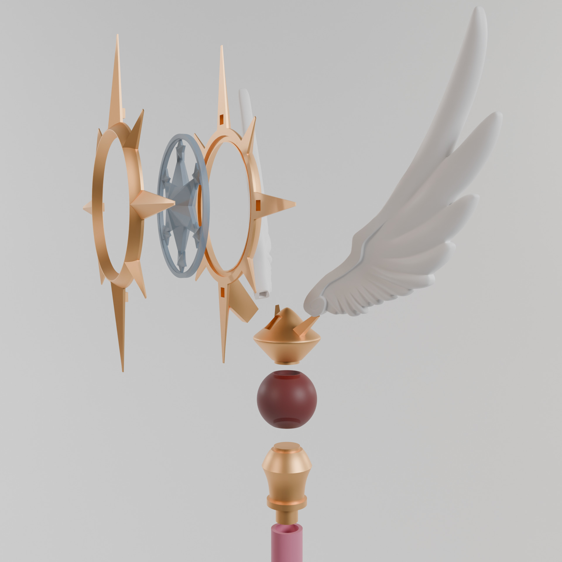 Cardcaptor Sakura Clear Card Wand - 3D Printable Staff STL 3D print model_2