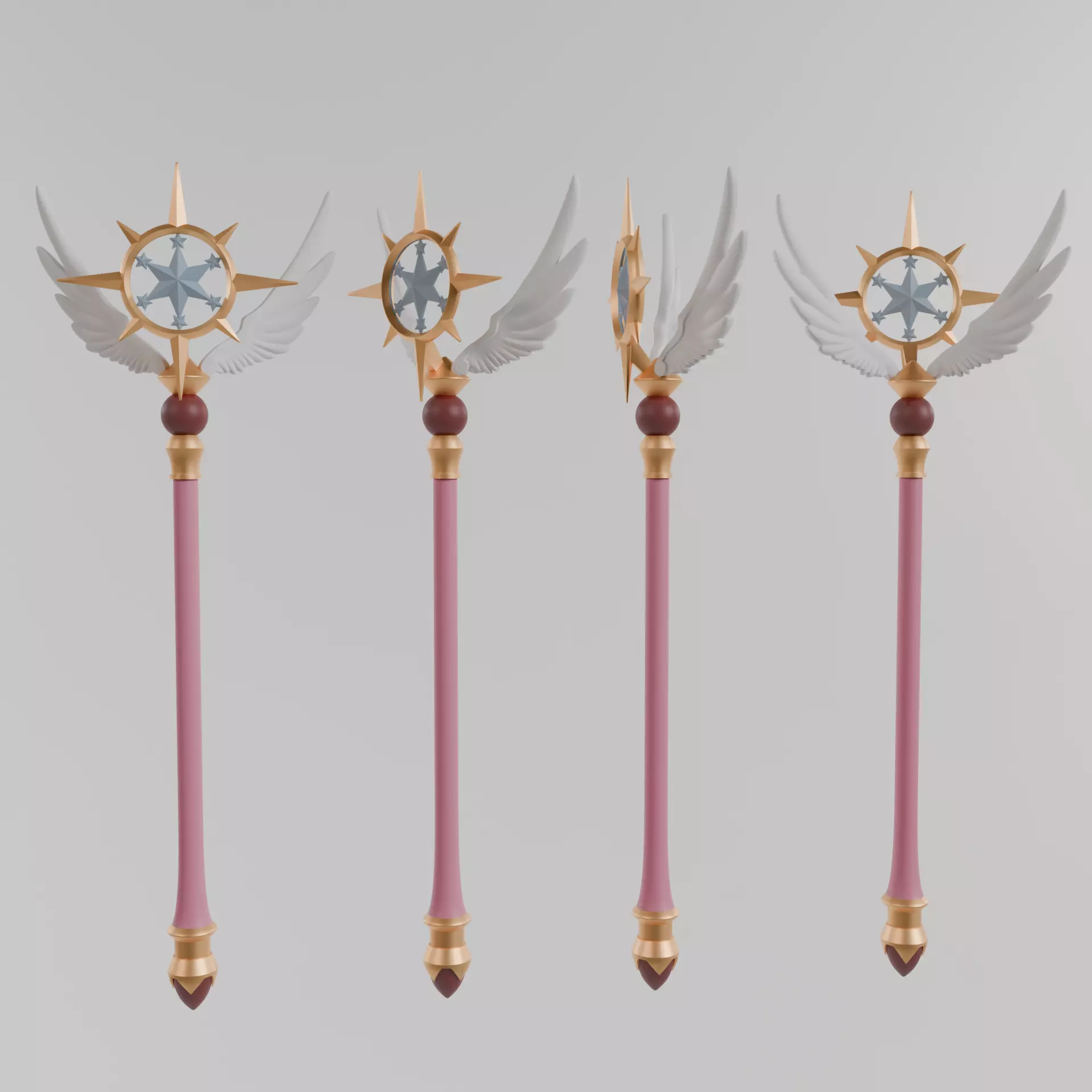 Cardcaptor Sakura Clear Card Wand - 3D Printable Staff STL 3D print model_0