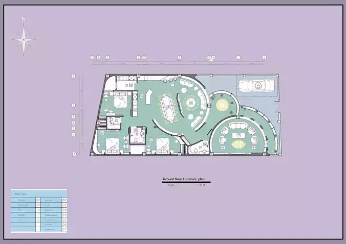 lassic One-Story Villa Plan  Unique Round Guest Lounge