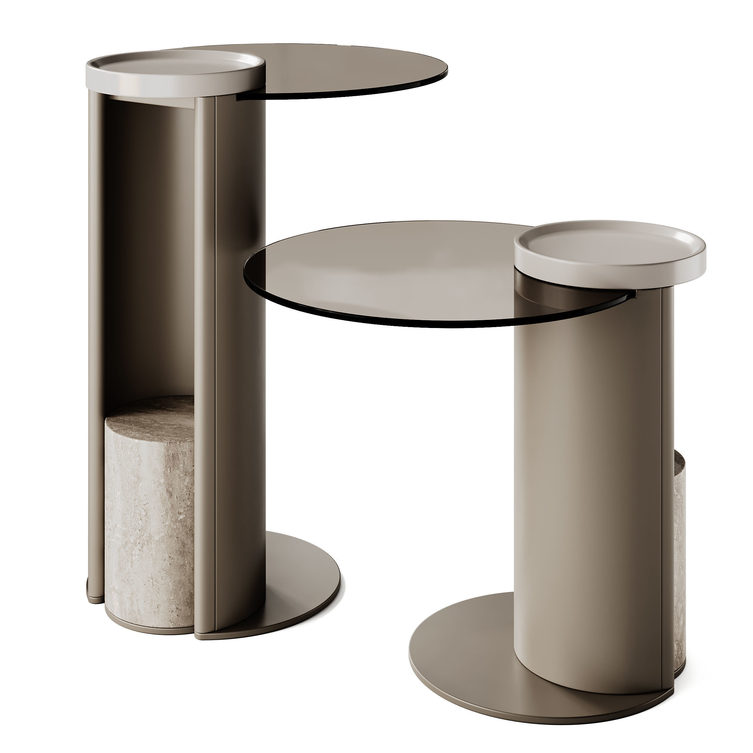 Turri Nook Round Glass Coffee Tables 3D model_3