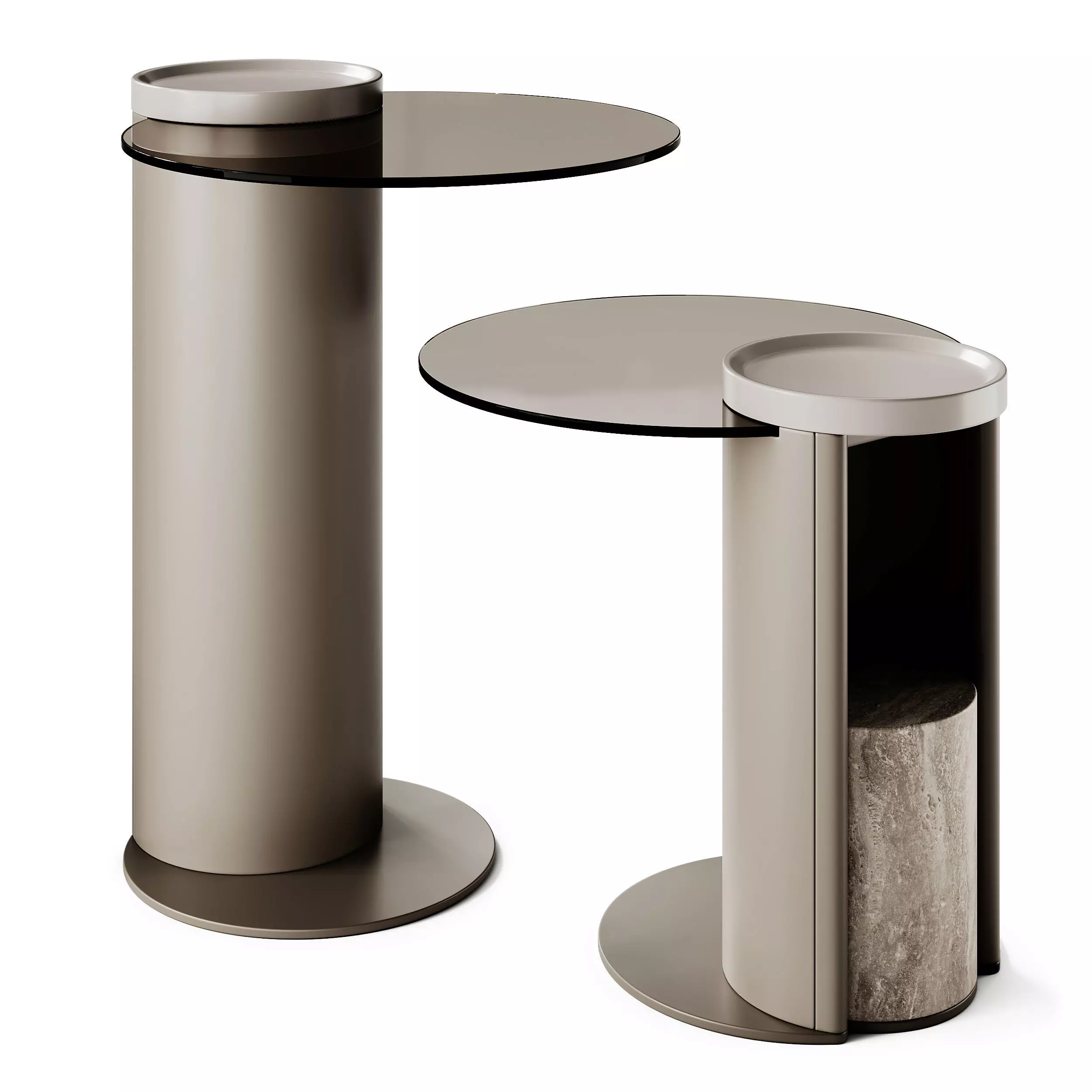 Turri Nook Round Glass Coffee Tables 3D model_0