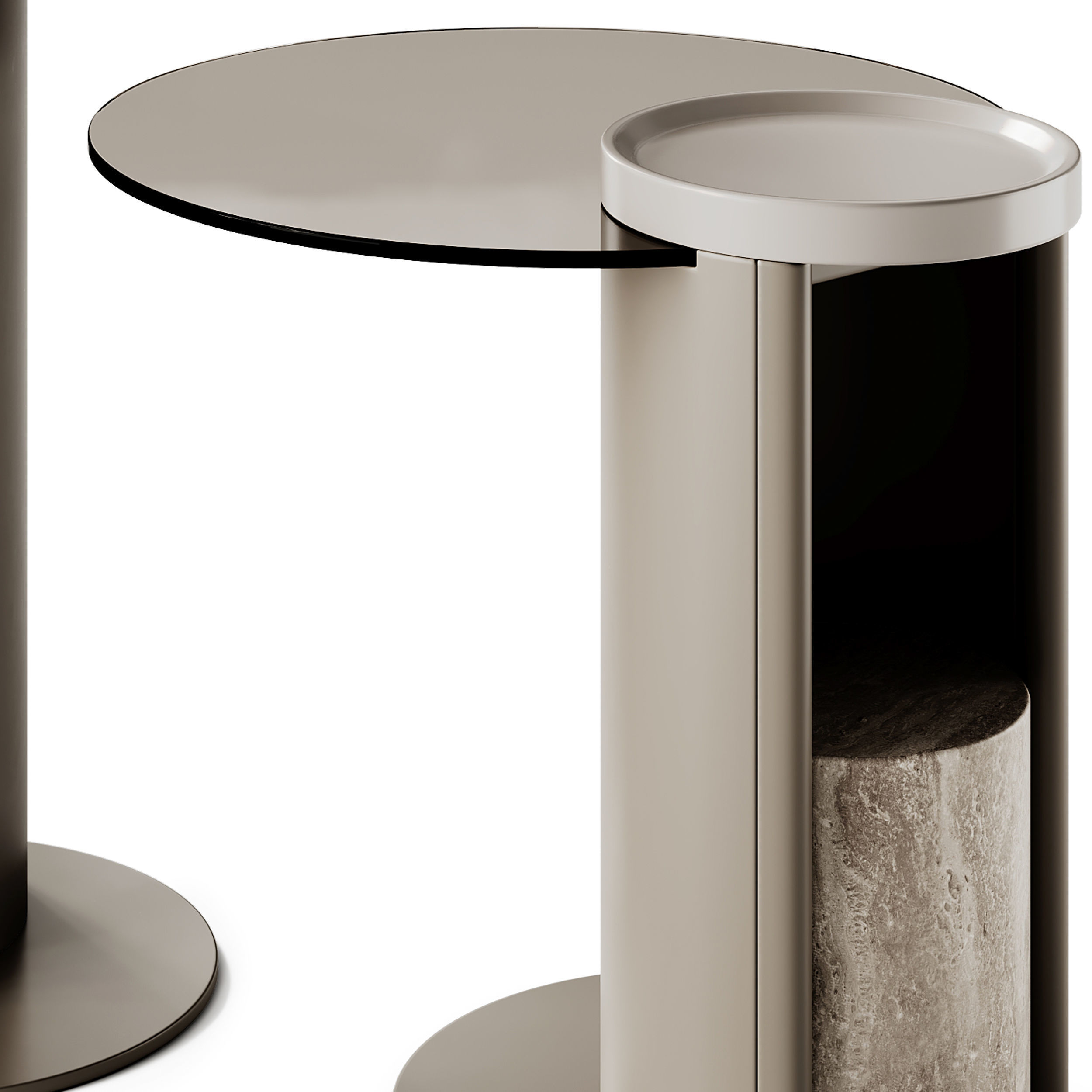 Turri Nook Round Glass Coffee Tables 3D model_4