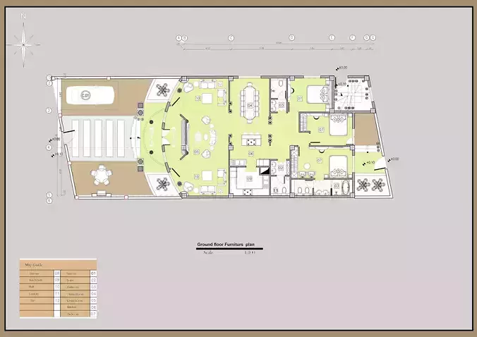 Elegant Classic 1Story Villa Plan 3 Bedrooms with Master Suite