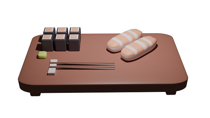 Japanese Food plate Low-poly 3D model