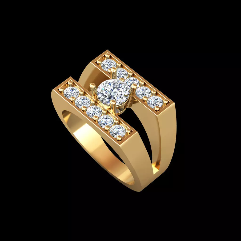 Men Diamond Ring 3D print model_0