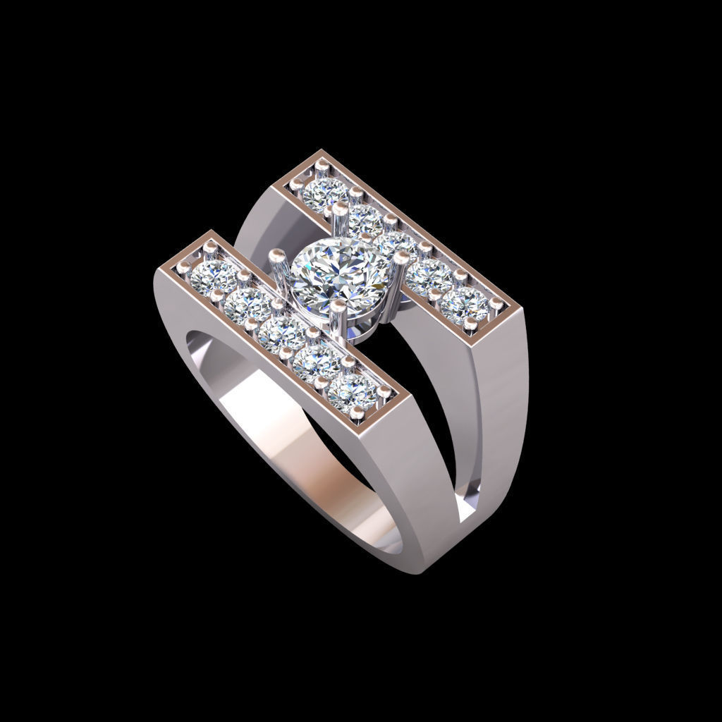 Men Diamond Ring 3D print model_1