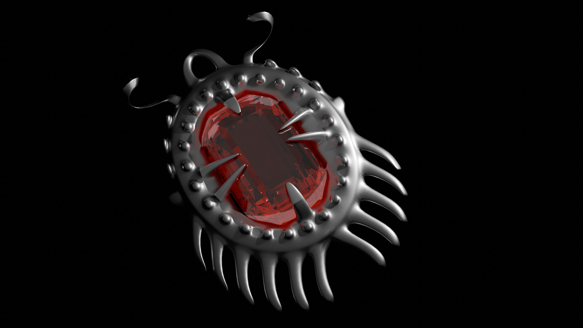 Ruby Necklace Low-poly 3D model_3