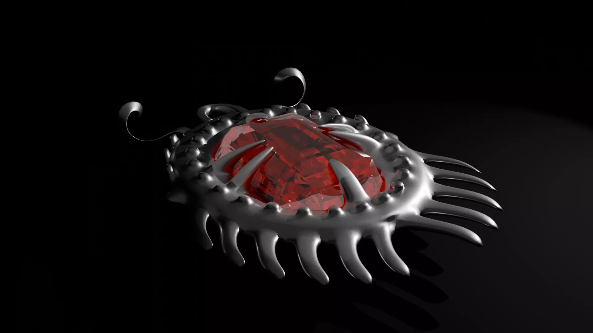 Ruby Necklace Low-poly 3D model_0