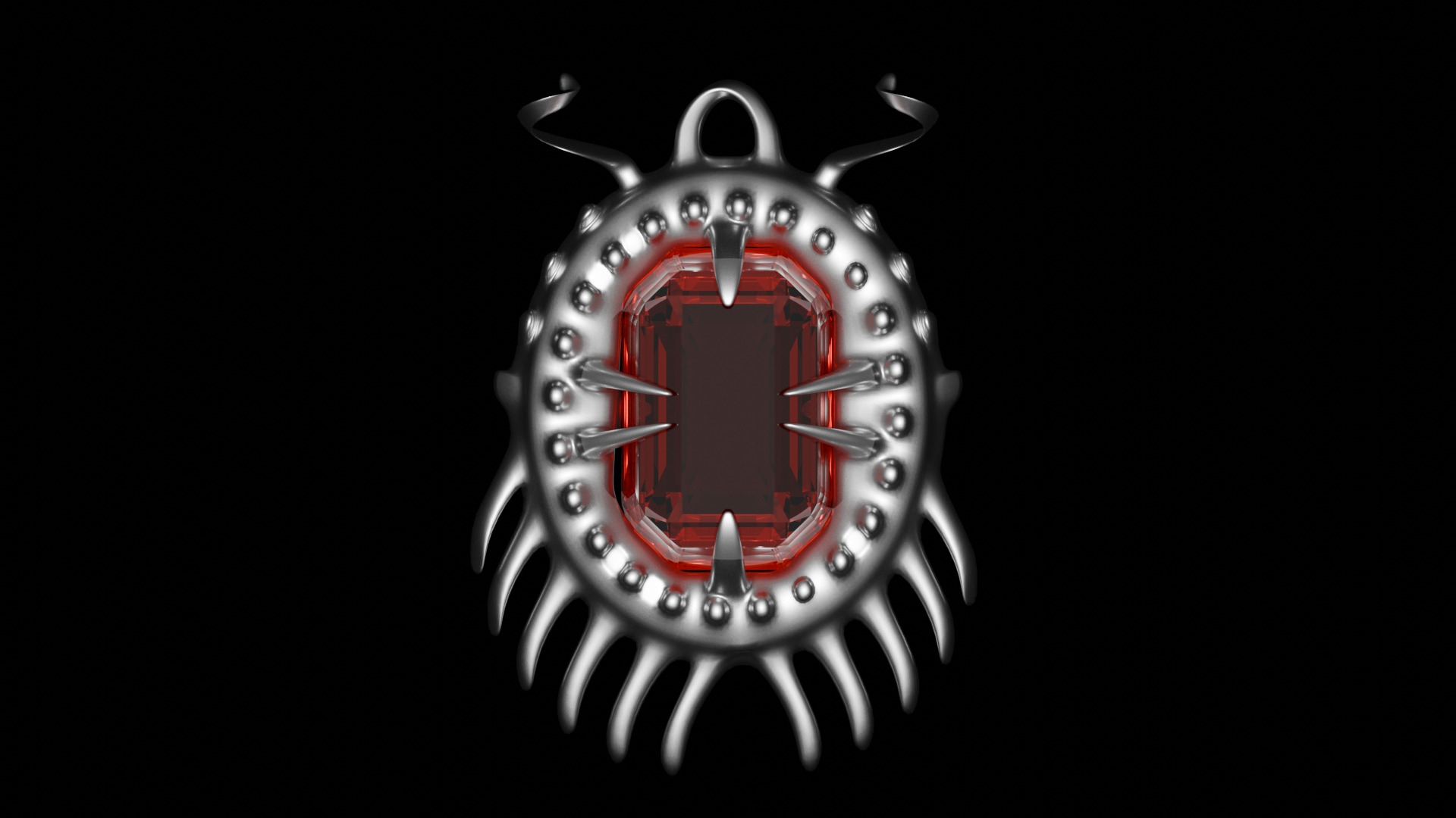 Ruby Necklace Low-poly 3D model_1